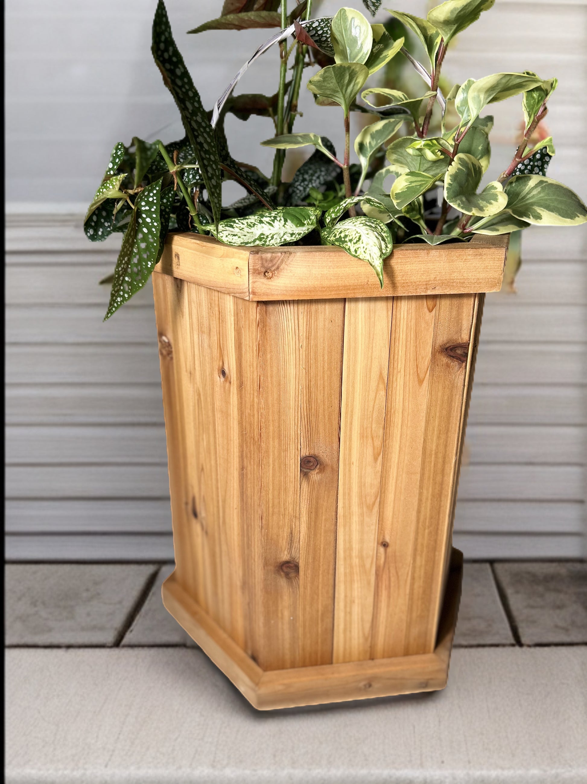 timber plant pots z_Cedar planter (Hexagonal)